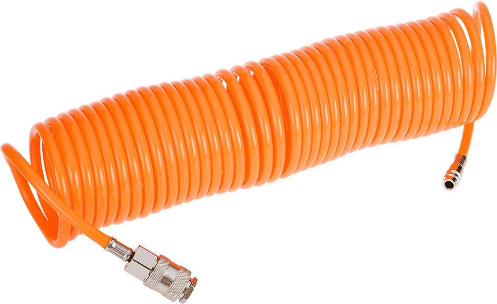 NEO TOOLS Spiralschlauch 5 mm/10 m (für Druckluft-Kompressoren bis max. 16 bar, Schnellkupplung und Stecknippel, aus widerstandsfähigem PE)
