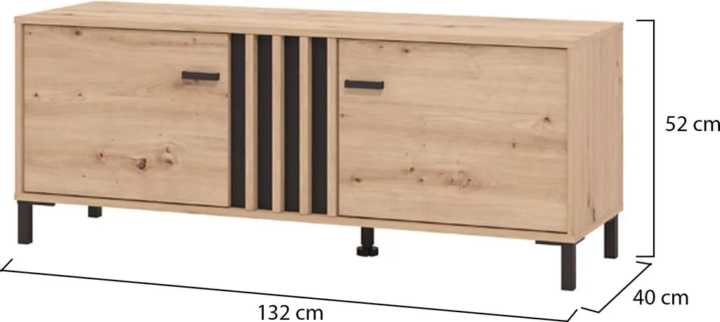Support TV 132cm pour Salon Moderne - Meuble Forte Chêne Marron Robuste - 3
