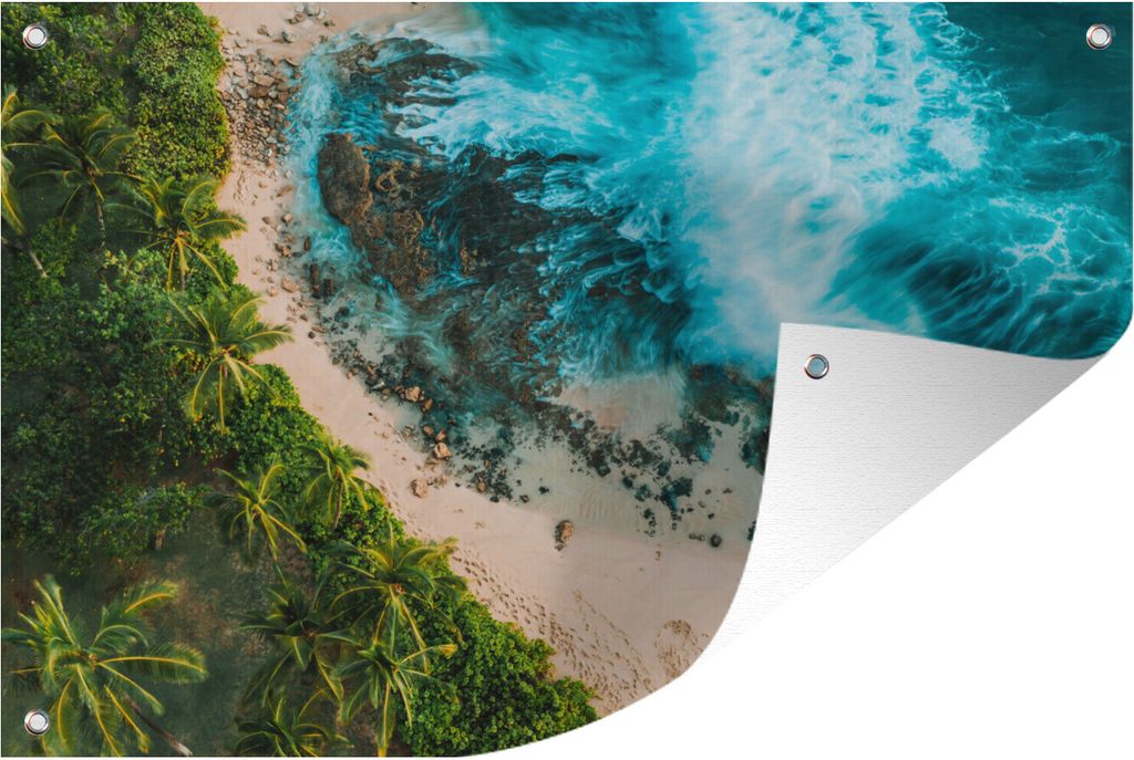MuchoWow 90x60 cm Outdoor-Poster Gartendeko Sichtschutz Garten Poster für den Garten Strand von Hawaii