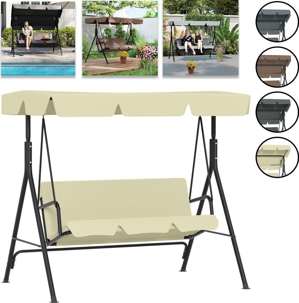 LARS360 Hollywoodschaukel Beige 193x110x152cm, 3-Sitzer mit Produktbild 