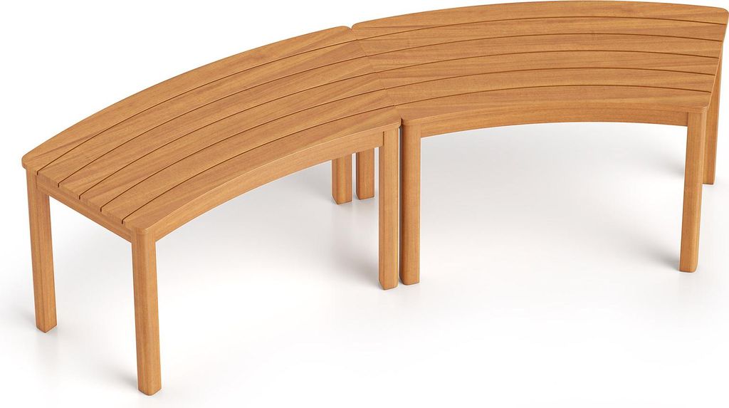 COSTWAY 2er Set Gartenbänke Akazienholz Wetterfest, Produktbild 