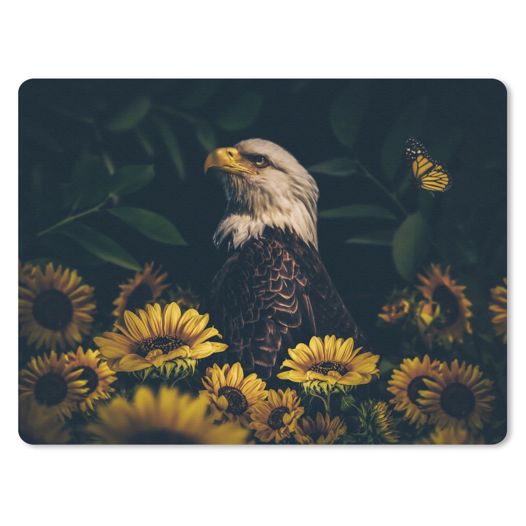 MuchoWow Mauspad Mousepad Adler - Gelb - Blumen - Botanisch 23x19 cm - Mousepads - Maus Mat - Pad - Mausunterlage - Schreibtischunterlage - Mauspad