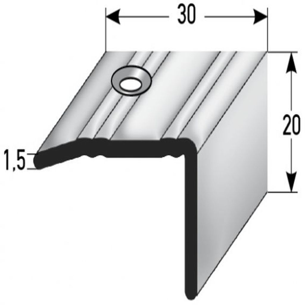 PROVISTON | Treppenkante | Edelstahl | Edelstahloptik | Breite 30 mm | Höhe 20 mm | Länge 1000 mm | Gebohrt | Treppenkantenprofil | Treppenwinkel...