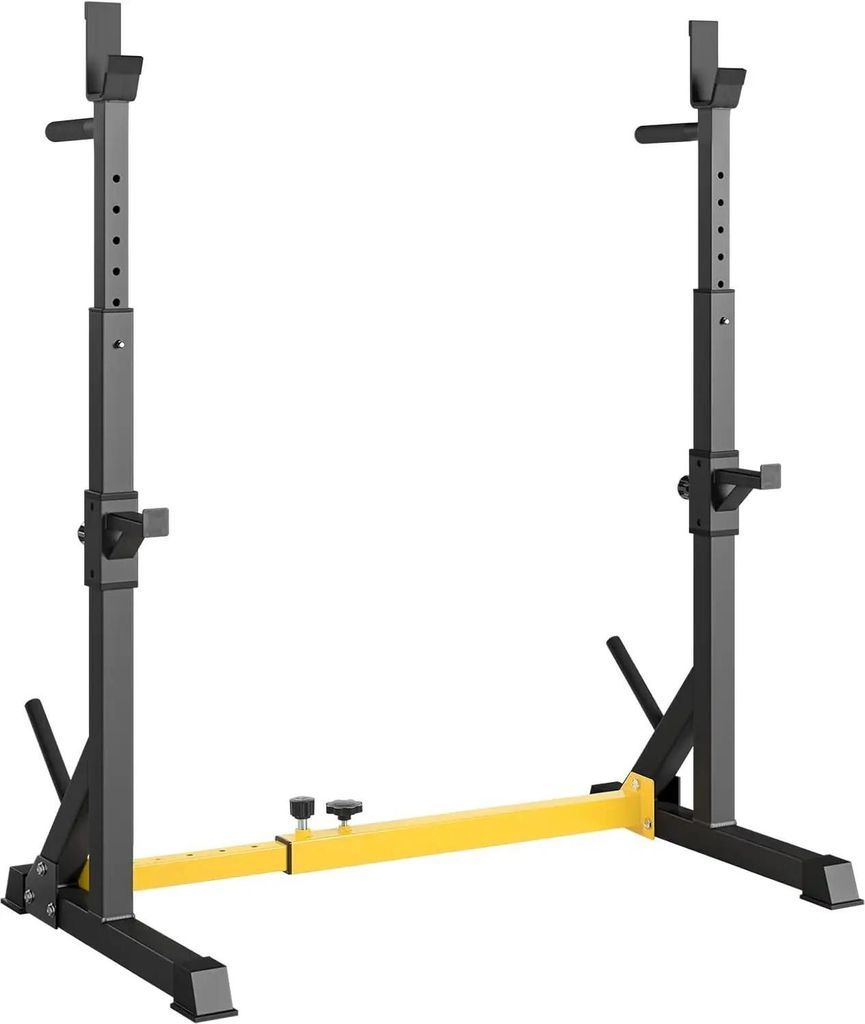 Verstellbarer Langhantelständer - Squat Rack/Bankdrückständer - Tragkraft 250 kg - Multifunktion - Titanstahl - Für Home Gym - Gelb