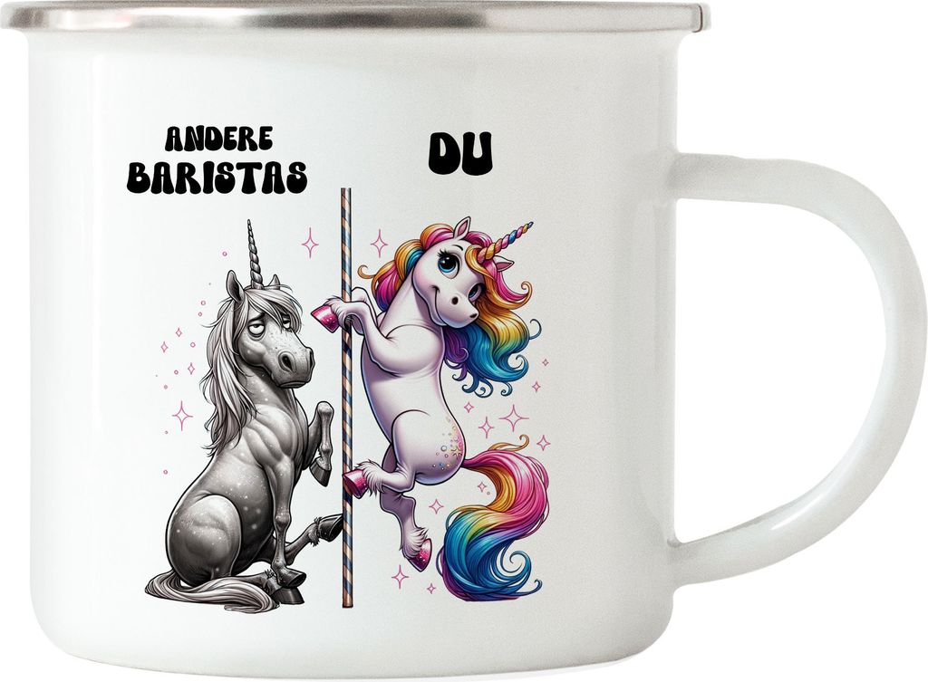 Andere Baristas Du Einhorn Emaille Tasse Barista Kaffee Kunst Humor