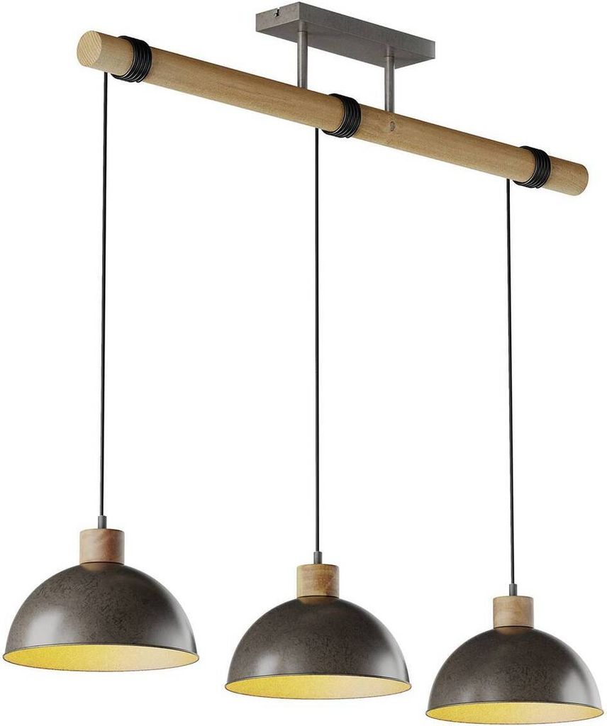Lindby Hängeleuchte Holgar, 3-flg., Holz, Metall, grün, E27