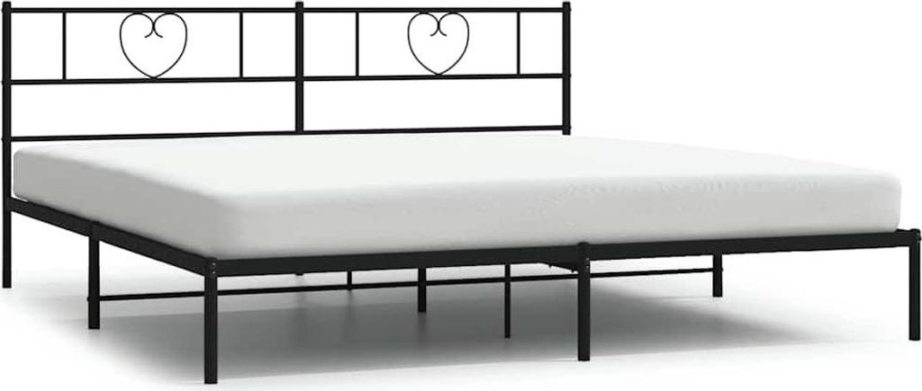vidaXL Struttura letto con testiera in metallo nero 180x200 Immagine del prodotto 