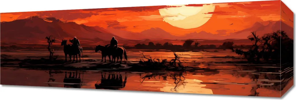 Image Coucher de soleil dans la prairie 60x20 cm Déco Bureau et Zen