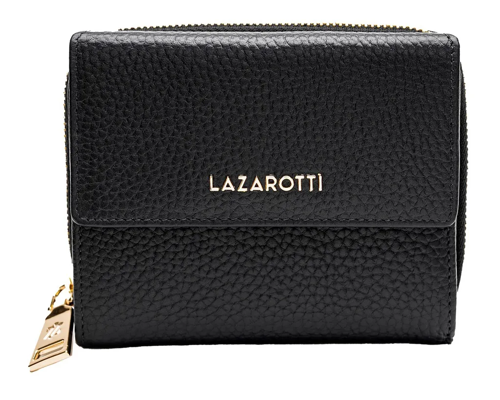 Lazarotti Pelle portafoglio Bologna Leather Wallet With 8 Card Slots Black nero