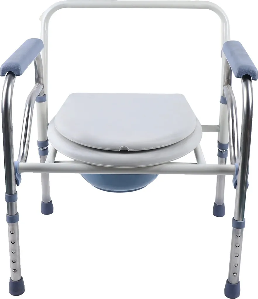 Chaise percée médicale réglable coloris blanc avec cadre pliant et robuste