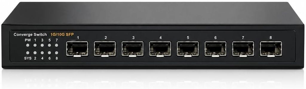 Elfcam - Unmanaged Glasfaser-Switch 10Gb 8x SFP 10G, Plug & Produktbild 