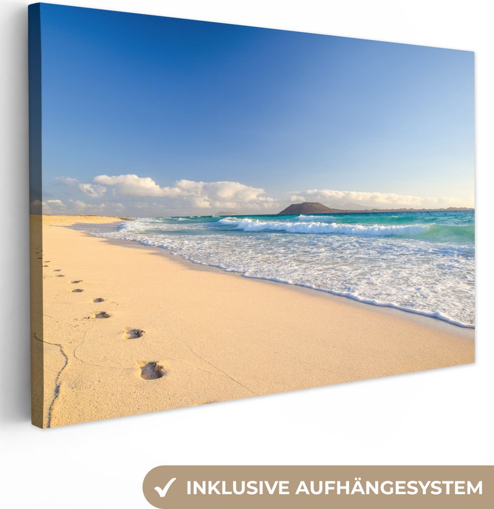 OneMillionCanvasses - Leinwandbilder - 140x90 cm, Strand - Meer - Berge, Wandbilder Kunstdruck Wanddekoration