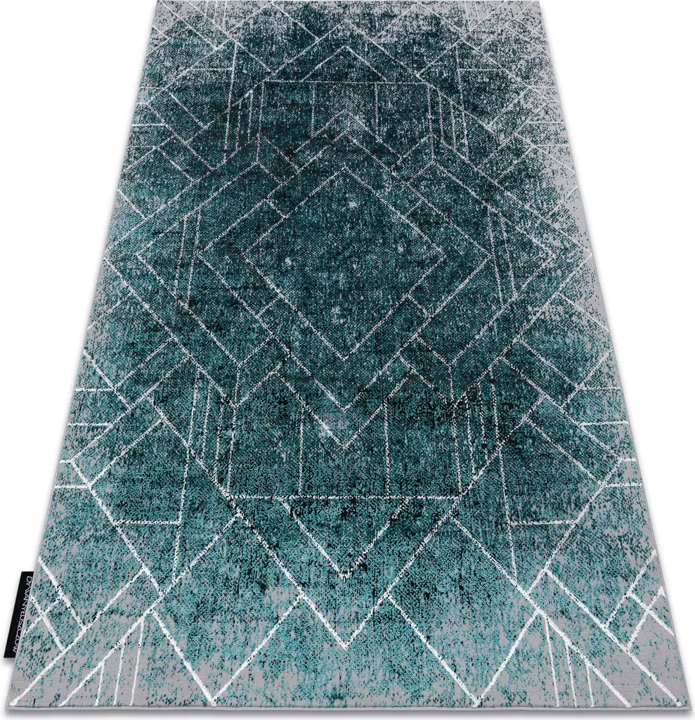 Tapis Moderne DE LUXE 626 Géométrique Losanges Gris et Vert 140x190 cm