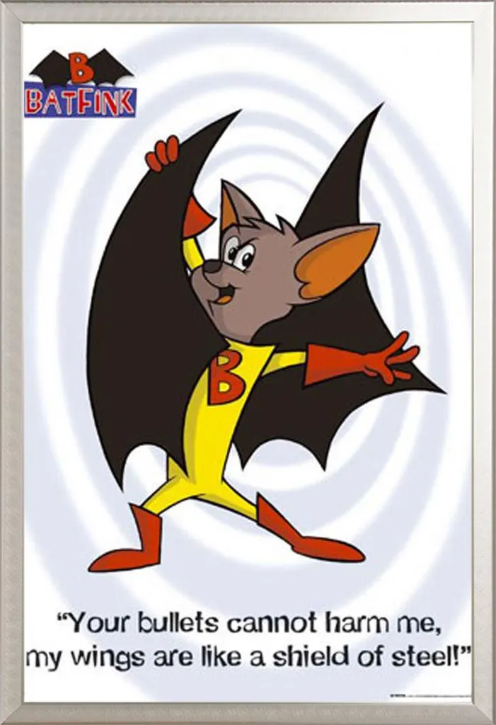 Poster Batfink Wings avec Cadre Shinsuke Maxi en Aluminium Argenté