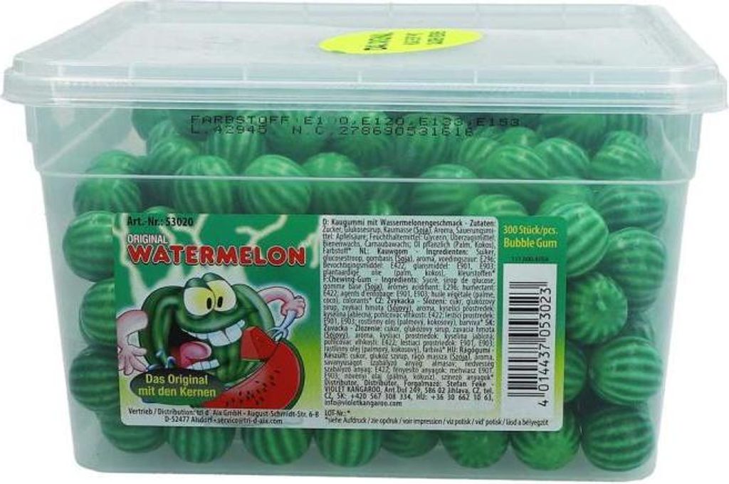 Kaugummi Saure Wassermelonen Bubble Gum 300 Stück Dose Produktbild 