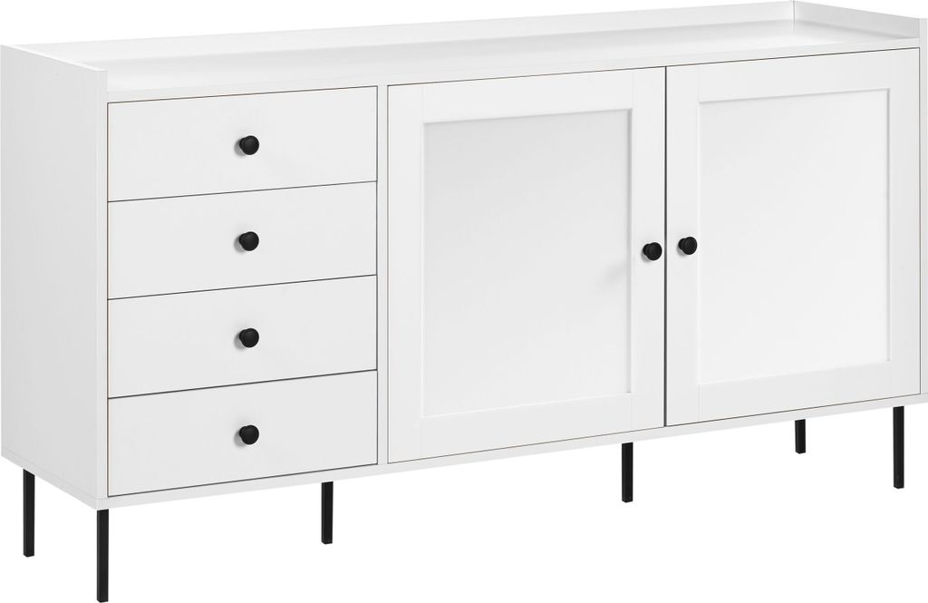 BELIANI Sideboard Weiß 150 x 40 x 80 cm 4 Schubladen 2 Türen Schränke Modern Skandinavisch Elegant Multifunktional Stauraum Wohnzimmer