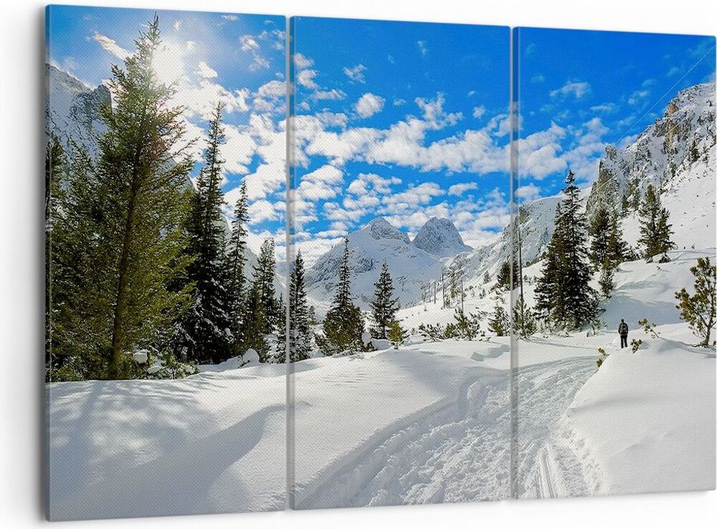 Bild auf Leinwand - Leinwandbild - Tal Wolken Lawine Sport - 105x70cm - Wand Bild - Wanddeko - Leinwanddruck - Bilder - Kunstdruck - Wanddekoration...