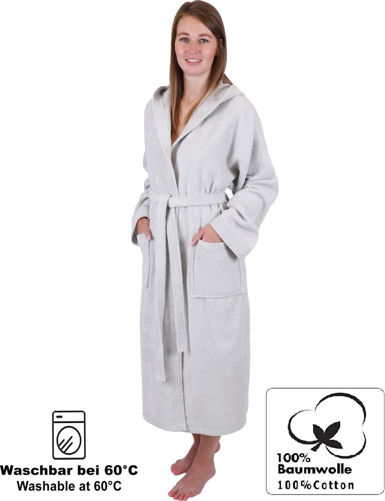 Banzaii Bademantel Aus Frottee, 100 % Baumwolle, 400 G/m² – Unisex, Mit Kapuze & Taschen