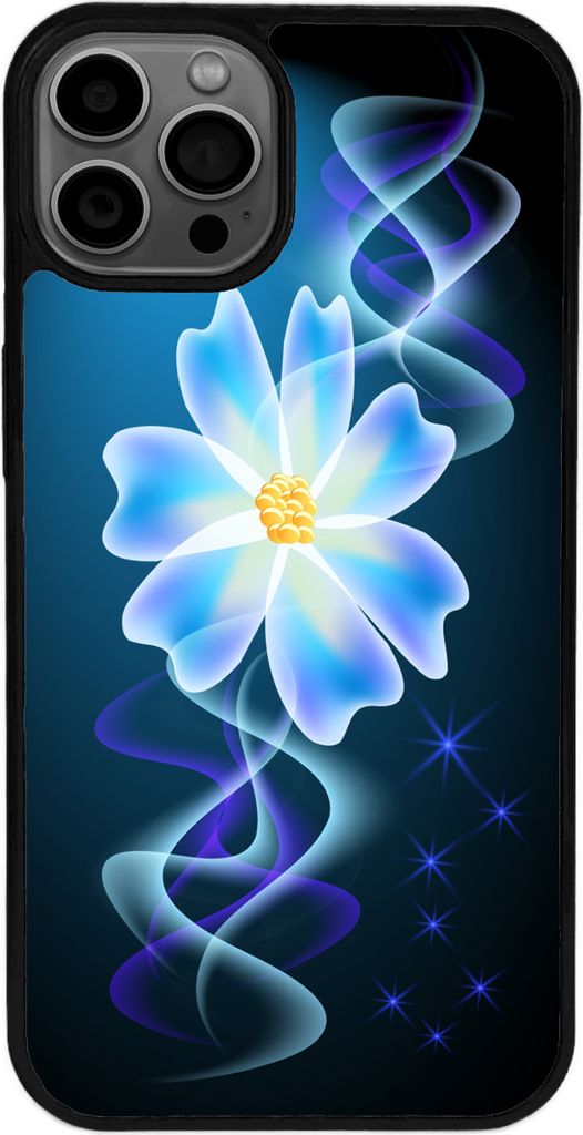 TPU Silikon Hülle für iPhone 16 Pro Max Handy Cover Case Schutzhülle Handyhülle Bumper MOTIV 324 Blumen Blau