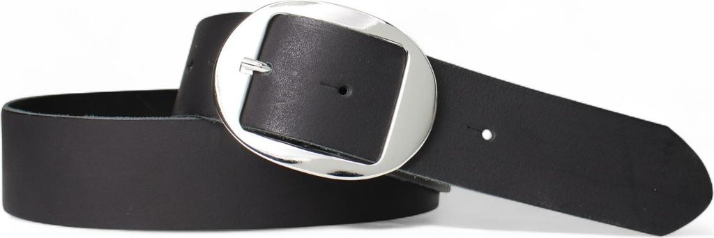 FRONHOFER Basic Damengürtel ca. 3,8 cm, ovale glänzende Gürtelschnalle in silber