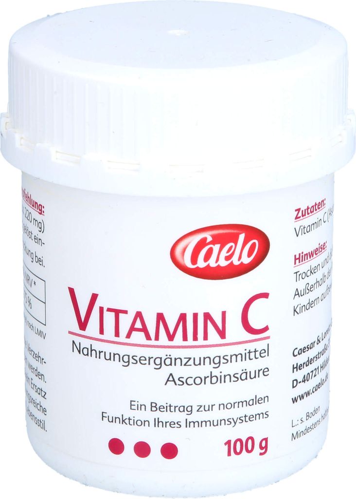 Caelo Vitamin C Ascorbinsäure Pulver, 100 g Pulver