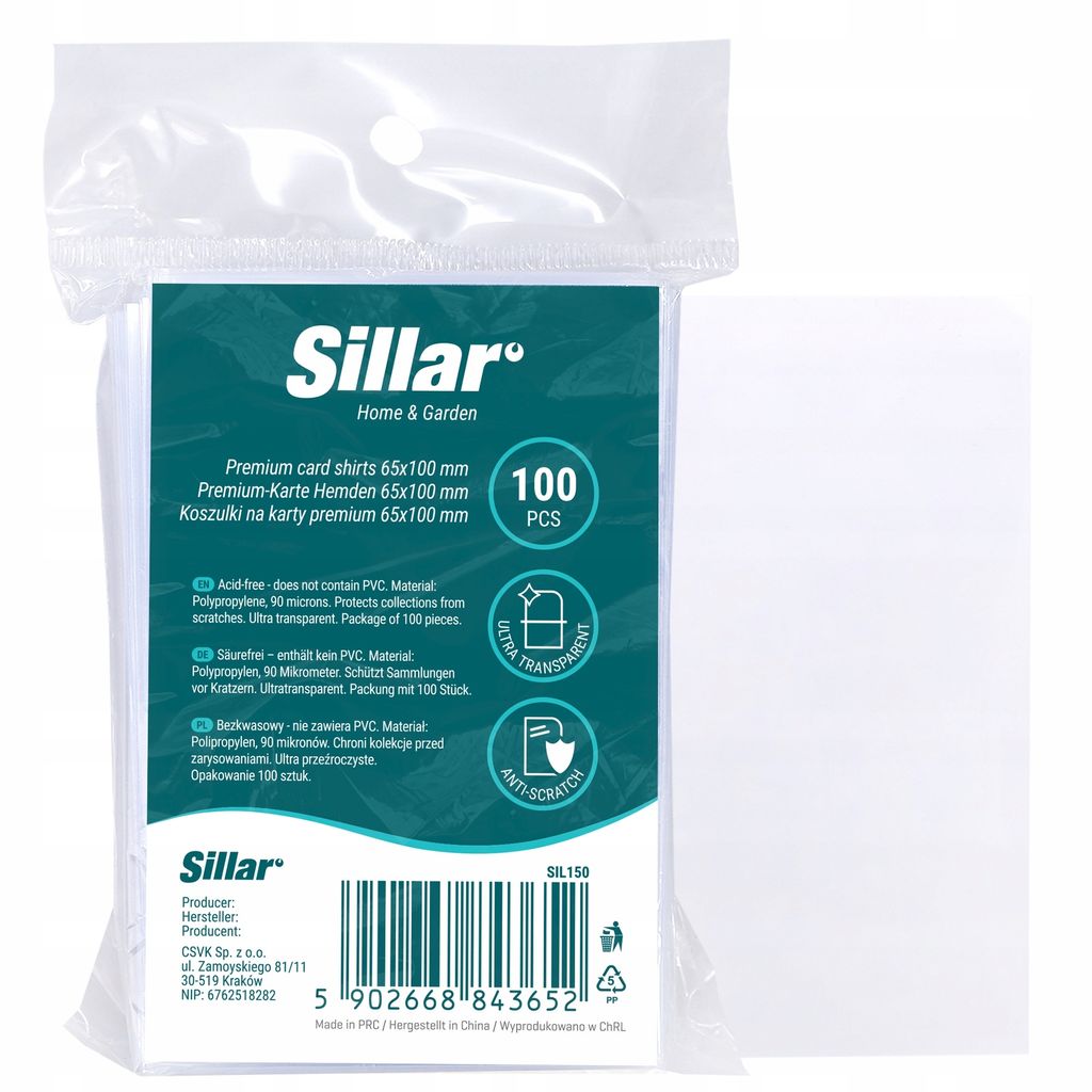 Sillar Premium Card Game Sammlerkartenhüllen 90 Mikron 65 x Produktbild 