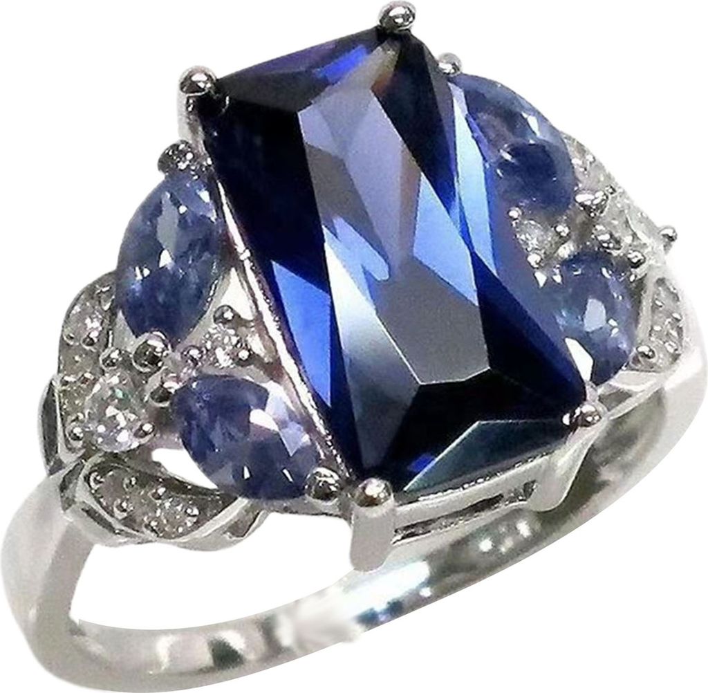 Breite, exquisite Verarbeitung, Damen-Ring, Legierung, Kunststein, Strass, Ehering, Schmuckzubehör-Blau,US 10