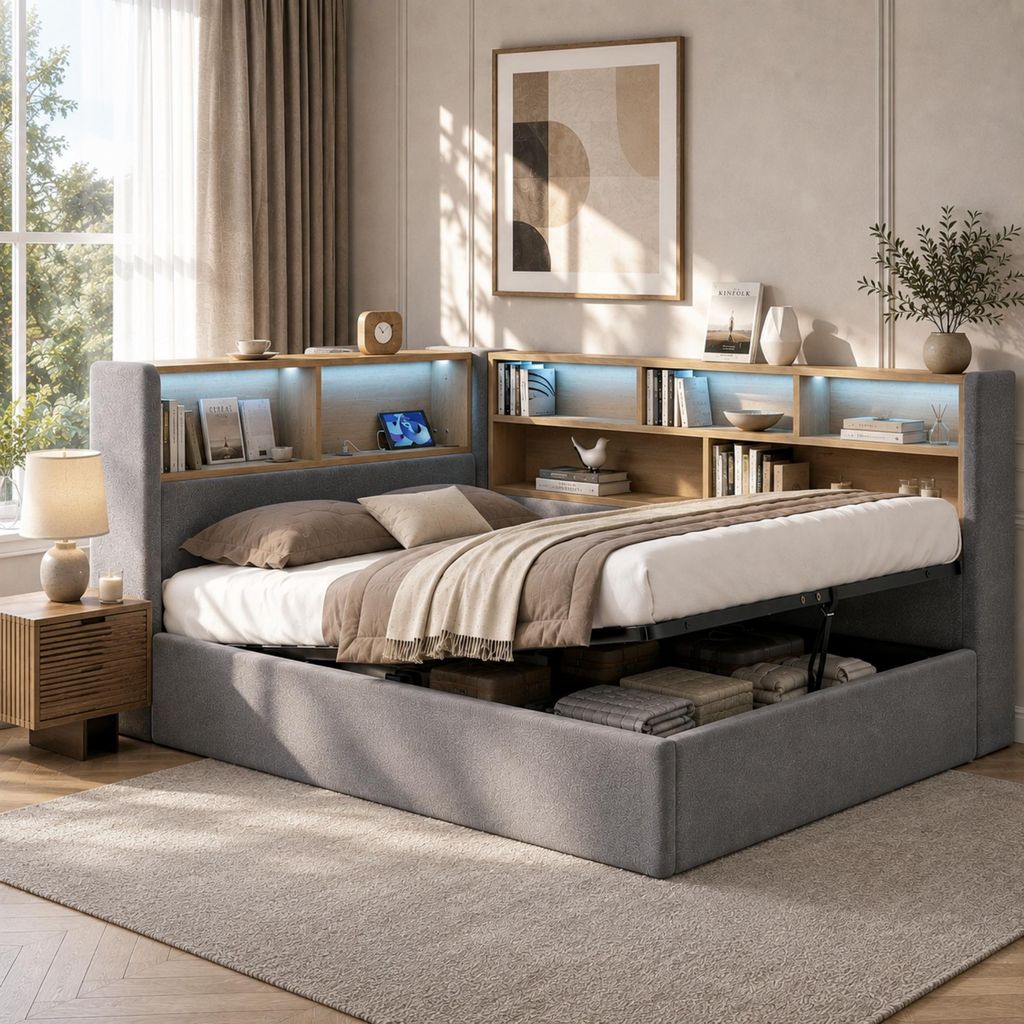 Łóżko dzienne tapicerowane 140×200 cm z hydraulicznym Zdjęcie produktu 