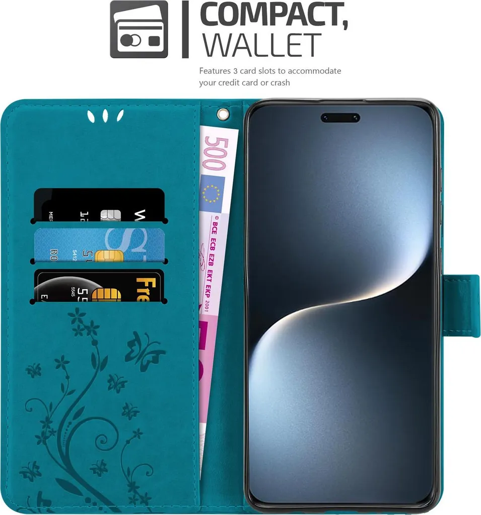 Custodia Libretto Honor Magic 7 Pro Cadorabo Blu Fiori Stand Carte - 2