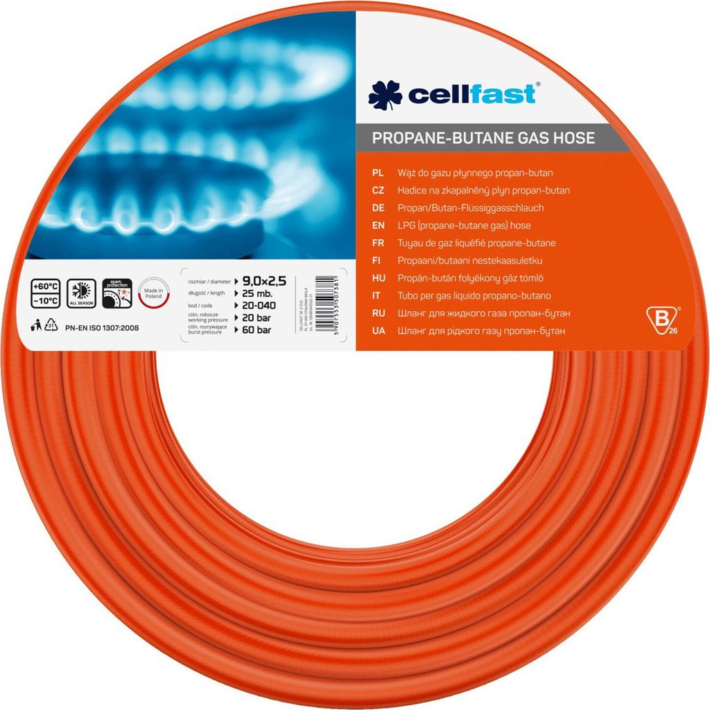 Tuyau de gaz propane-butane Cellfast 9X2.5X25M Image du produit 