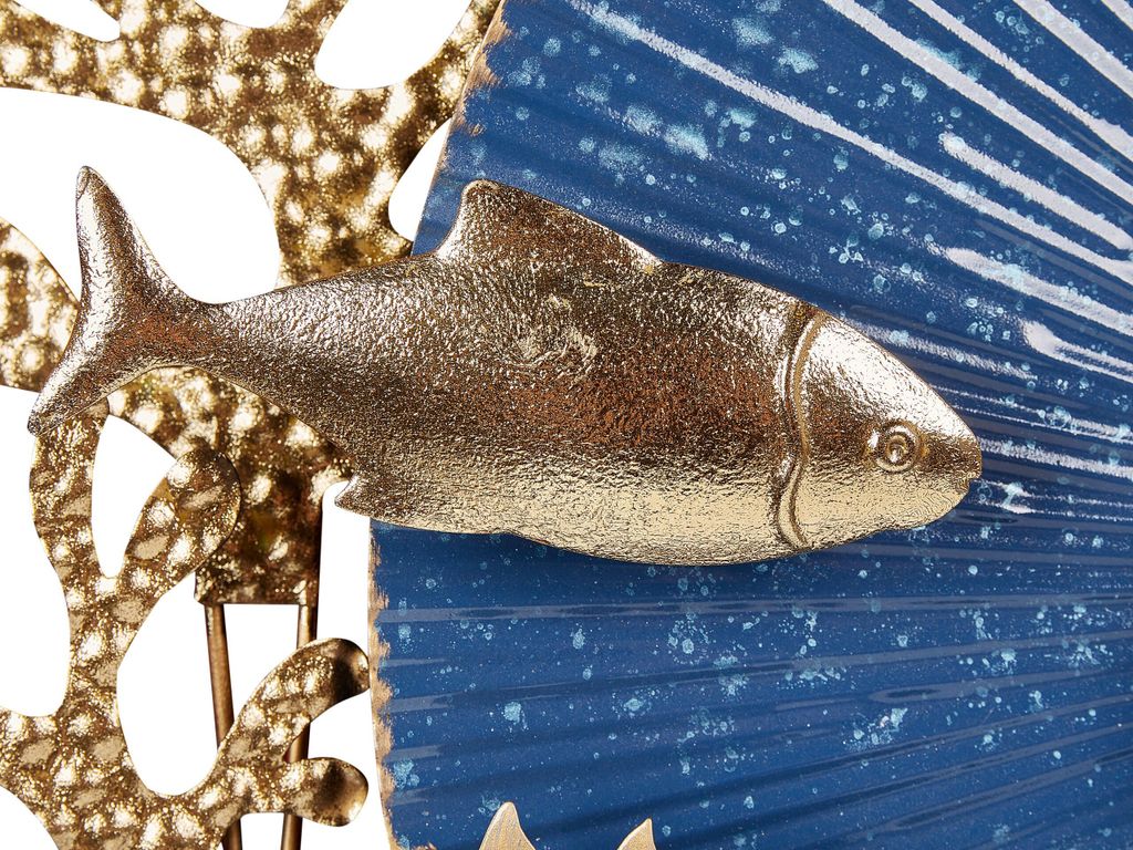 BELIANI Wanddekoration Blau u. Gold Eisen Fische Produktbild 4