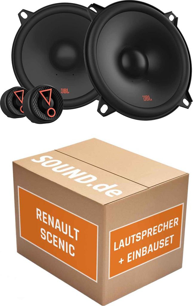 Lautsprecher Boxen Einbaupaket vorne JBL Stage3 507CF passend für Renault Mégane Scénic | 2x Tief-Mitteltöner 2x Hochtöner