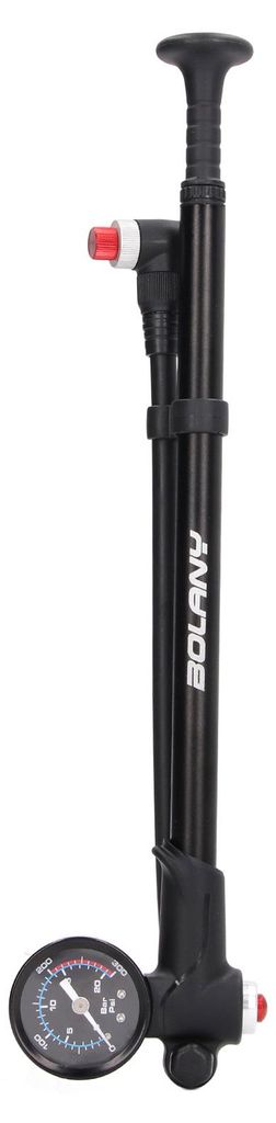 Fahrradpumpe 300 PSI, schwarz, aus Aluminiumlegierung, mit komfortablem Griff, Manometer, für amerikanische Ventile, leichtes Fahrradzubehör