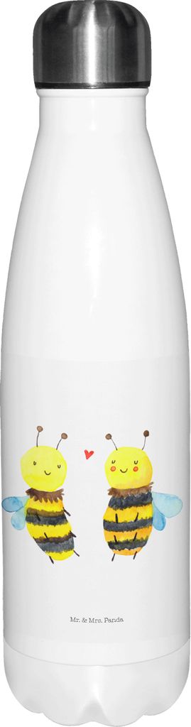 Mr. & Mrs. Panda edelstahl wasserflasche Biene Verliebt - Weiß - Geschenk, trinkflaschen, Thermosflasche, Trinkflasche, Thermos, Thermo-Trinkflasc...