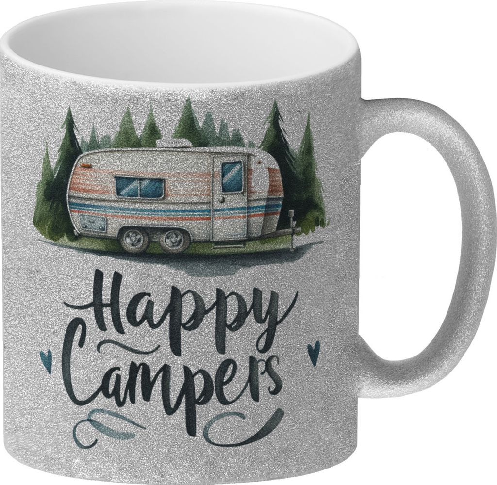 Happy Campers Glitzer-Kaffeebecher
