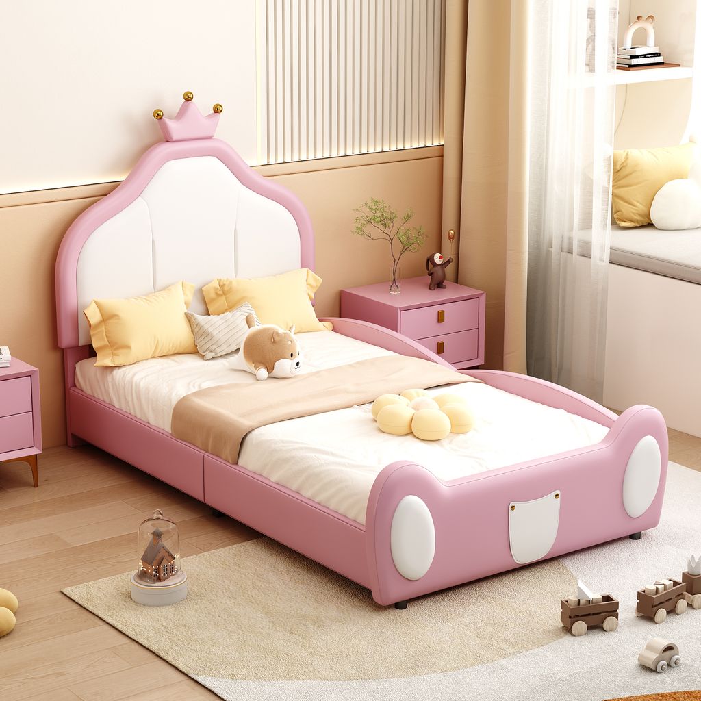 okwish Kinderbett Plattformbett 90×200 cm mit Lattenrost,Polsterbett Jugendbett für Jungen und Mädchen,Funktionelles Einzelbett mit Kopfteil mit...