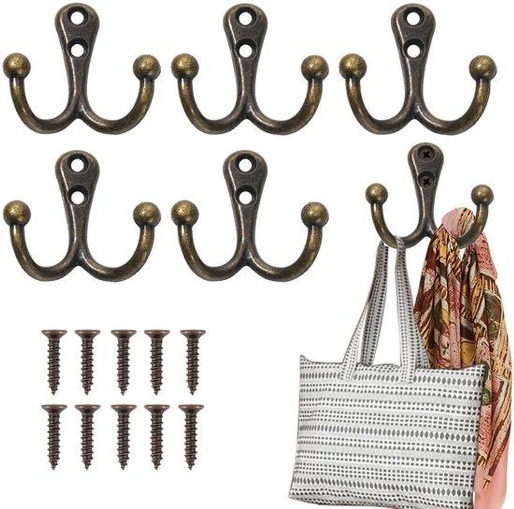 Bronze-Wandhalter-Set mit schweren Haken und Schrauben für Badezimmer, WC und Küche