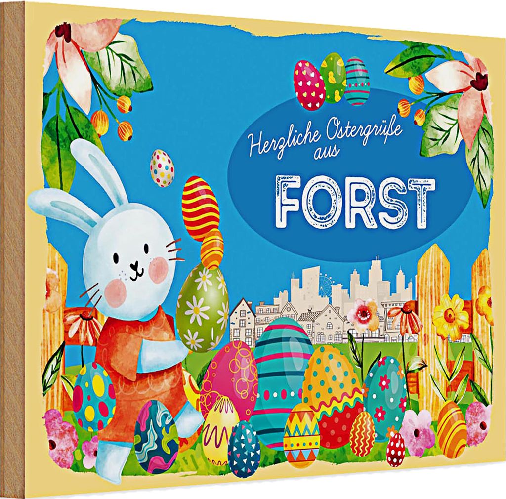 Holzschild Ostern Ostergrüße 30x20cm FORST