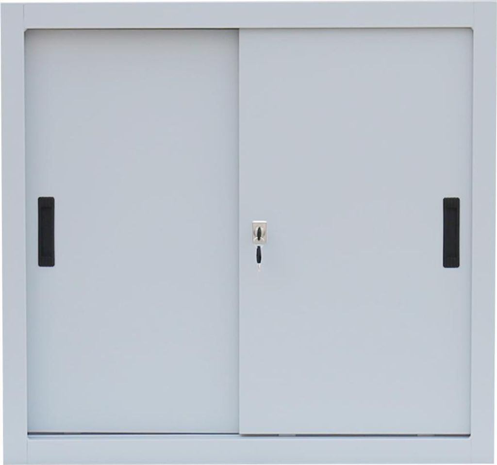 Schiebetürenschrank Aktenschrank Sideboard aus Stahl Lichtgrau 75x80x45cm 550080