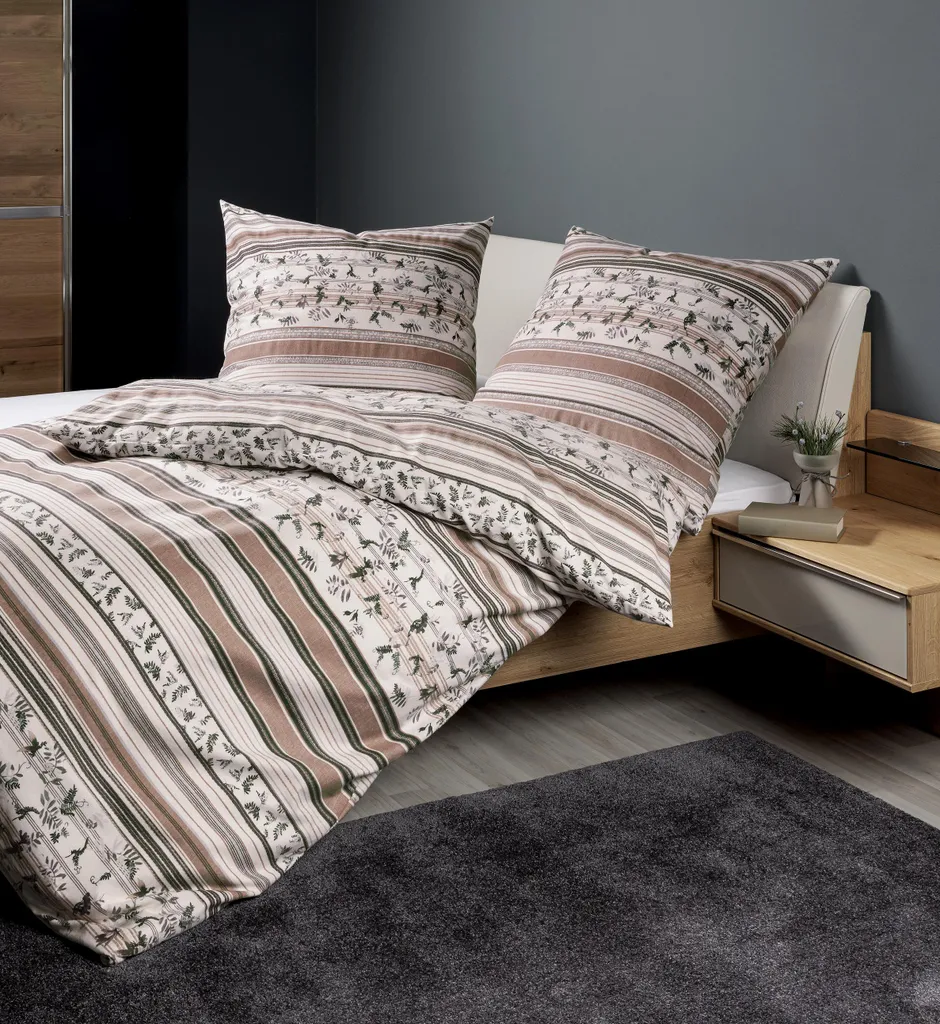 Linge de lit Janine Davos 65177-07-512 en Feinbiber beige 155x220 cm