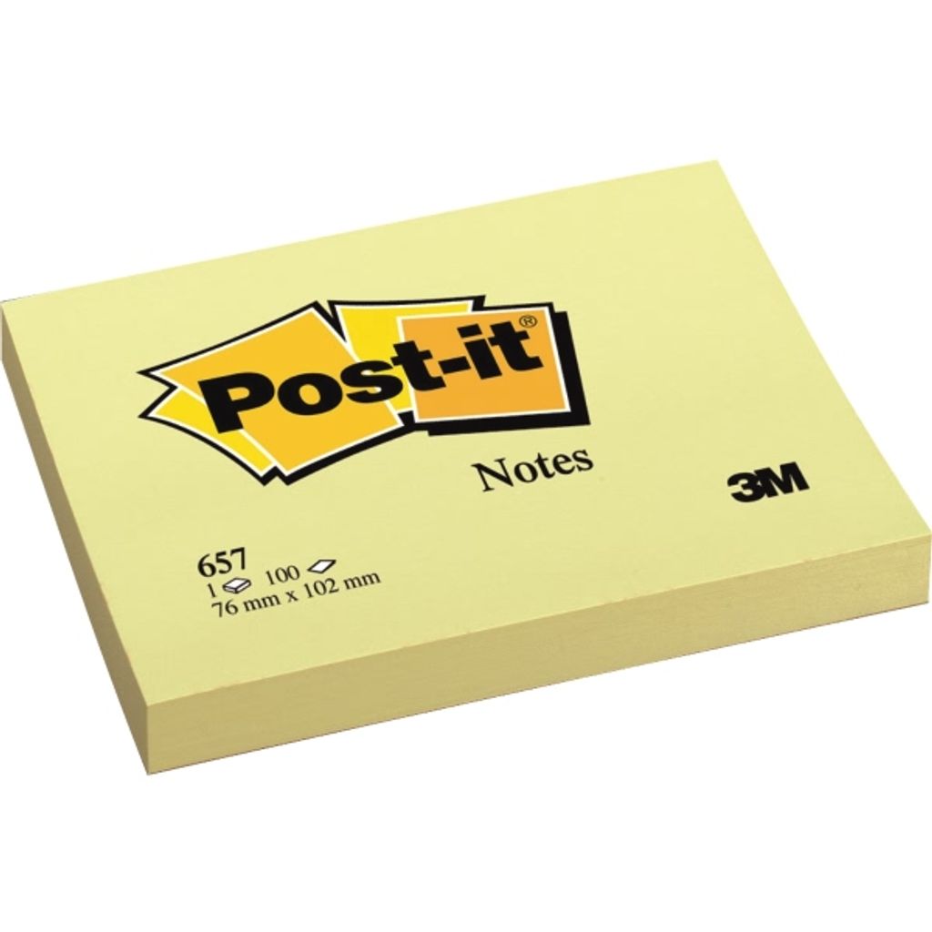 3M Post-it Notes Haftnotizen, 102 x 76 mm, gelb 100 Blatt-Block (657)