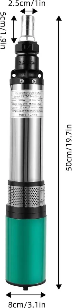 Pompe pour puits profonds OT-ZJGJ-3478-1 argentée - Refoulement 25m UE