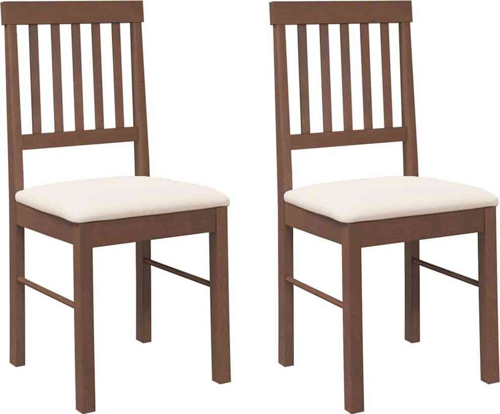 Esszimmerstühle mit Kissen 2 Stk. Braun Massivholz Gummibaum