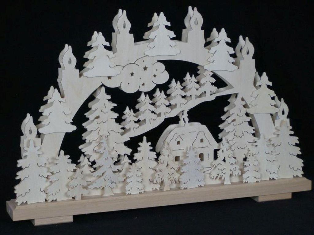 Schwibbogen mit Waldhütte und Beleuchtung BxHxT 50x33x7cm NEU