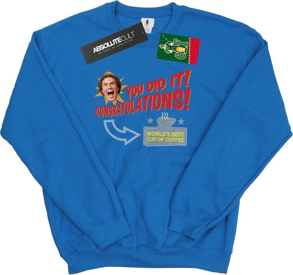 Elf - "World's Best Coffee" Sweatshirt für Herren BI22312 (XXL) (Königsblau)