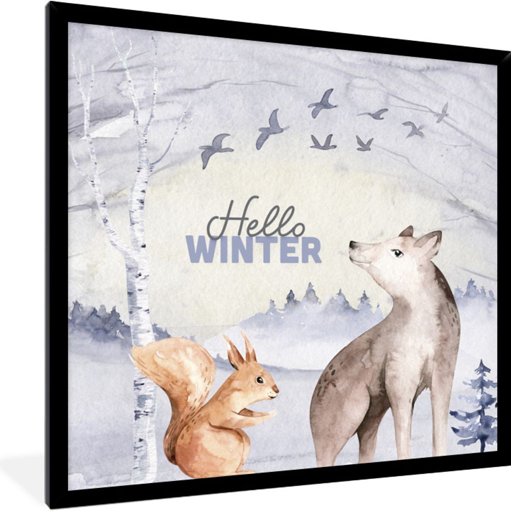 MuchoWow® Gerahmtes Poster Tiere - Schnee - Winter 40x40 cm Produktbild 