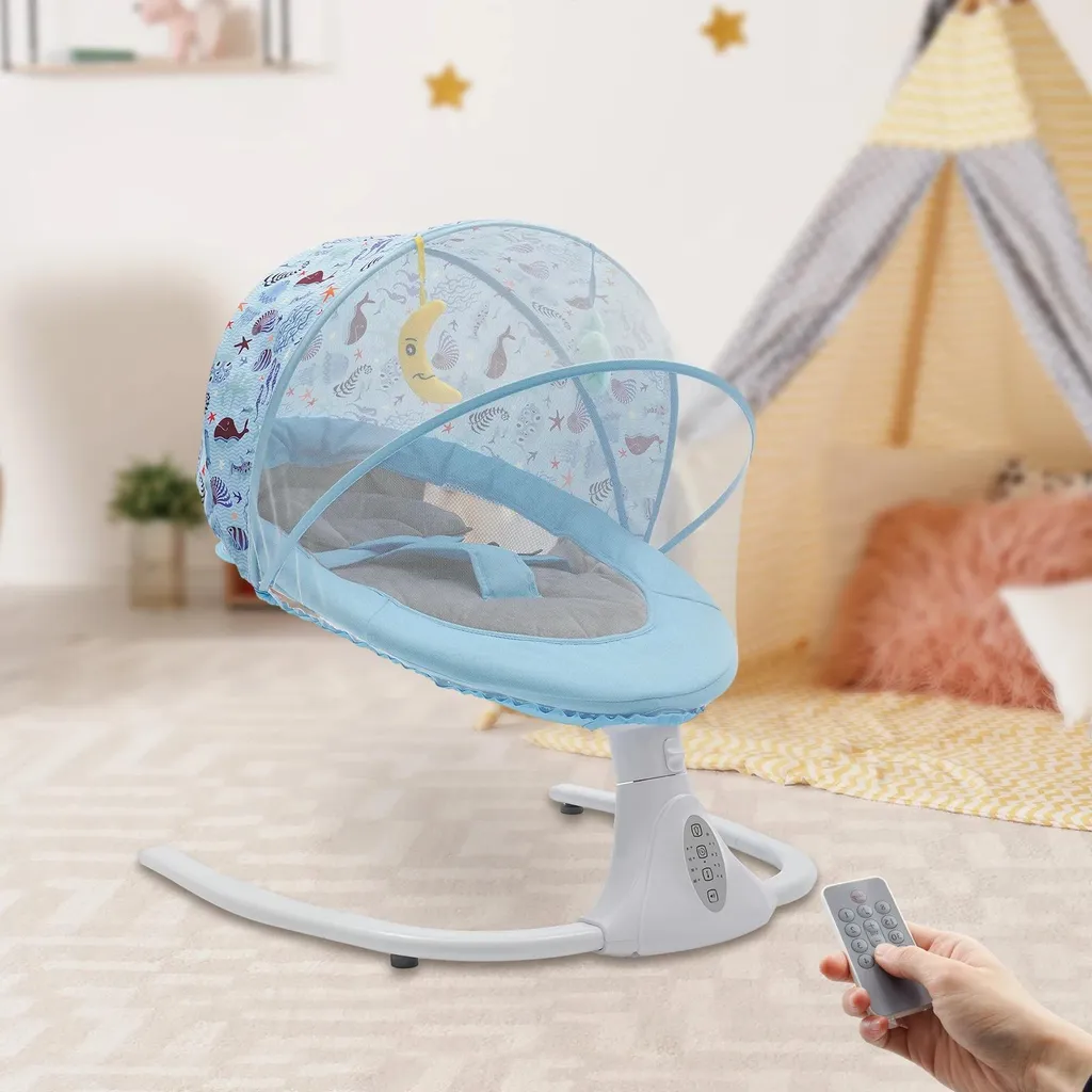 Balançoire Bébé Bluetooth S-Y608 Musicale avec 4 Vitesses de Balancement - 4