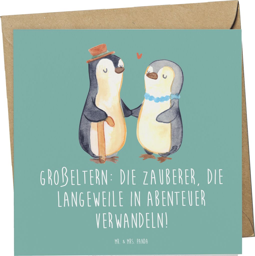 Mr. & Mrs. Panda Glückwunschkarte Großeltern Zauberer - Meeresbrise - Geschenk, Dankeschön, Klappkarte, Geschichten, doppelkarte, Enkelkinder, f...