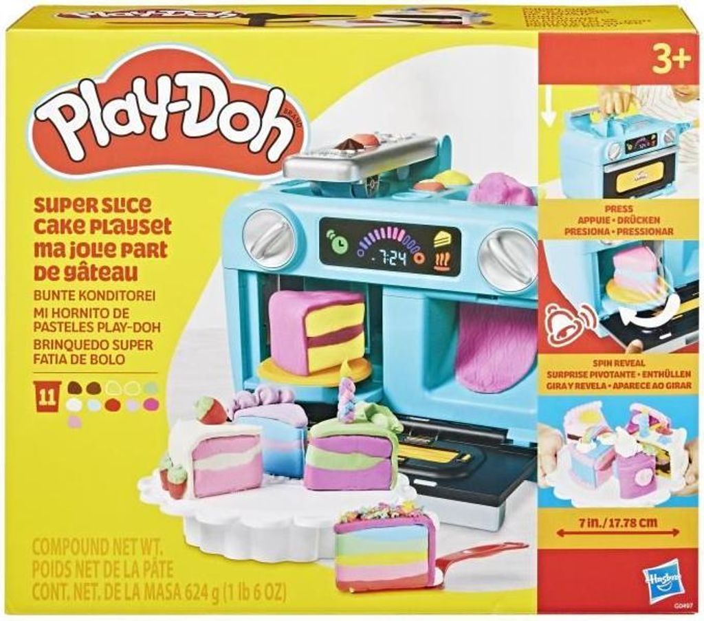 Play-Doh Meine Schöne Kuchenportion, Spielzeug Backofen, Zubehör, 11 Töpfe Knete, Ab 3 Jahren