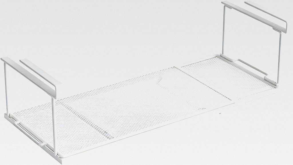Verstellbarer hängendes Unterschrankregal, Erweiterbarer Küchenregal-Organizer, Metallhängkorb mit erhöhtem Design, weiß, erweiterbar von 38,5...
